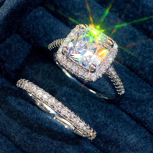 European and American hot-selling zircon ring copper ring two sets of ring fashion jewelry factory wholesale