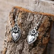 European and American popular earrings retro blackened old style love flower earrings heart-shaped female ear hooks