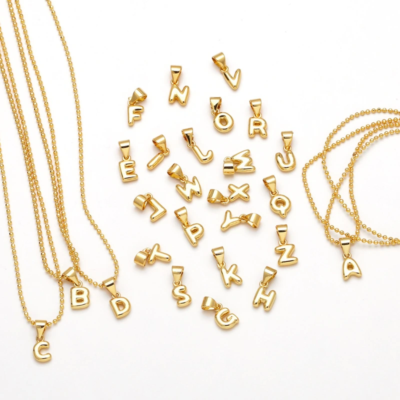 Hot sale 26 letters necklace female copper plated real gold polished letter pendant clavicle chain nkq67