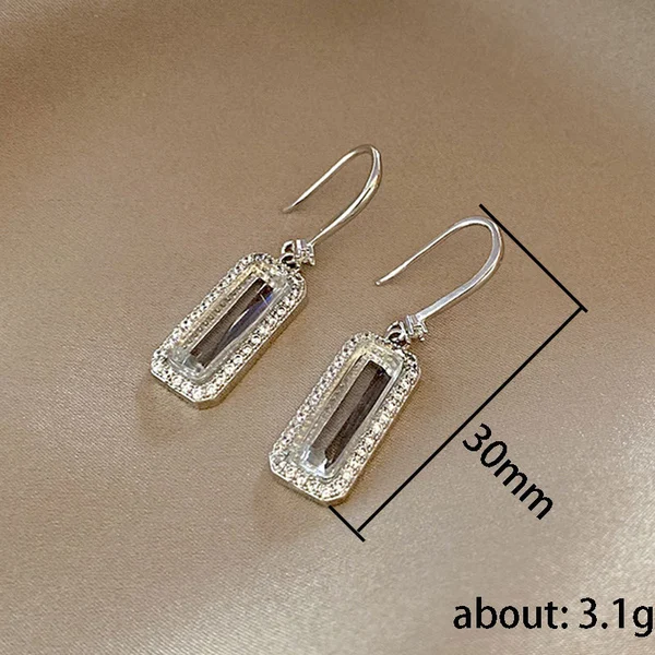 European and American retro high-end square zircon earrings temperament niche design earrings Internet celebrity earrings