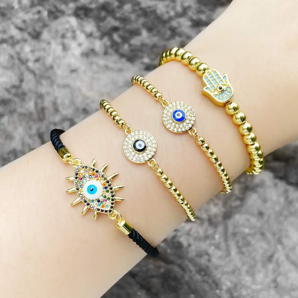 AS jewelry European and American Bohemian blue eye bracelet female gold-plated zircon palm jewelry brj12