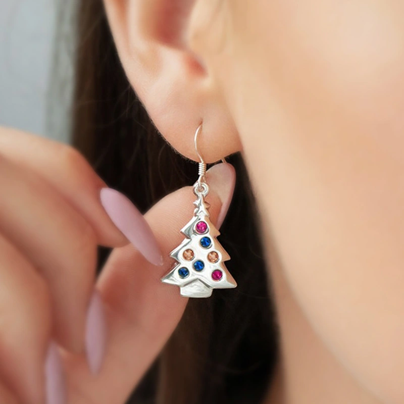  Christmas tree colorful earrings for women micro inlaid popular Christmas holiday earrings super hot fashion jewelry