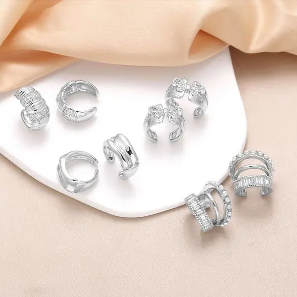 AS jewelry C-shaped double-layer ear bone clip pearl gold-plated zircon earrings earrings era193