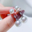 European and American style imitation pearl earrings, simple and elegant diamond-studded long shell pearl earrings, small Chanel style accessories