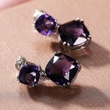 2021 new earrings hot sale temperament mysterious purple square zircon earrings European and American earrings wholesale