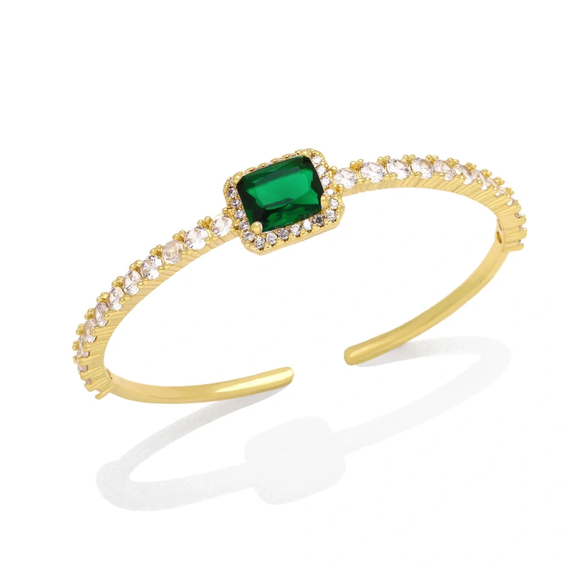 Light luxury super flash zircon bracelet niche design square diamond cold style exquisite open bracelet female trend brj69