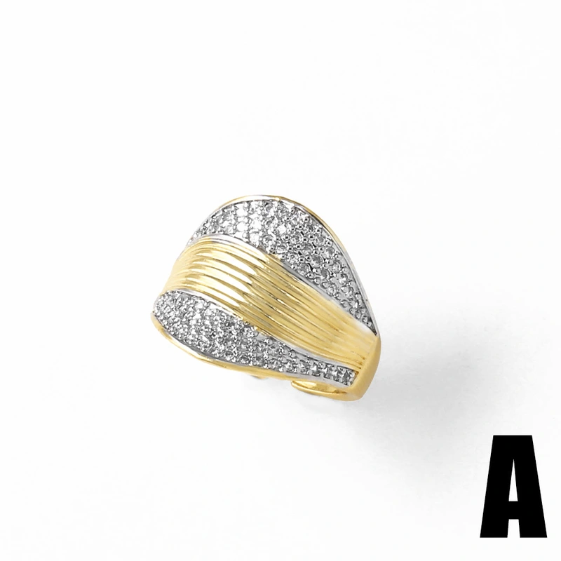 AS jewelry Europe and the United States hot selling two-color irregular open ring women's gold-plated exaggerated ring riq44