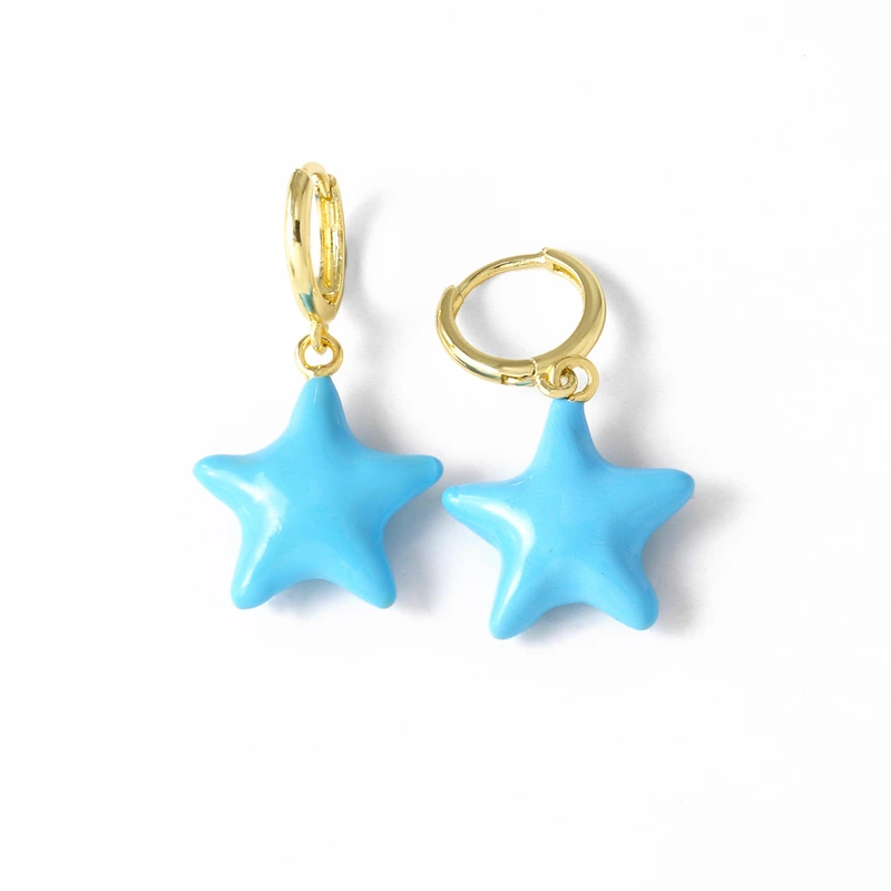 Clearance AS jewelry European and American five-pointed star pendant dripping copper 18k gold-plated women's earrings earrings era108