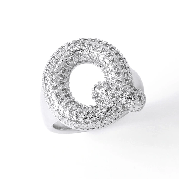 Jewelry Europe and the United States hot selling 26 English letter ring gold-plated full zircon fat letter ring rih91