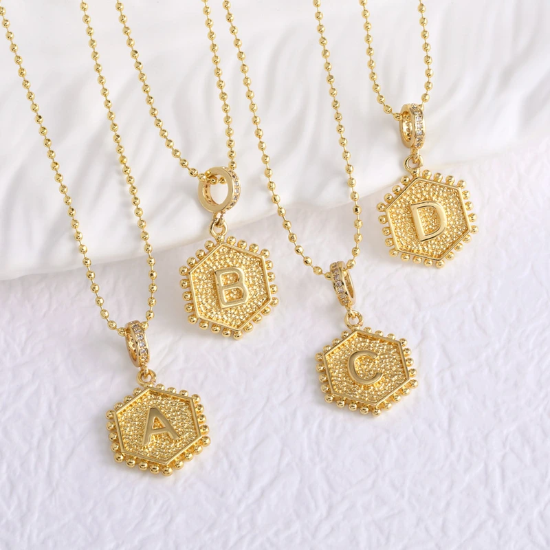 AS jewelry European and American hexagonal heart 26 English letters necklace clavicle necklace nkb296 necklace