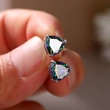 Fashionable colored gemstone earrings simple geometric triangle zircon earrings for women 2021 trendy mini earrings