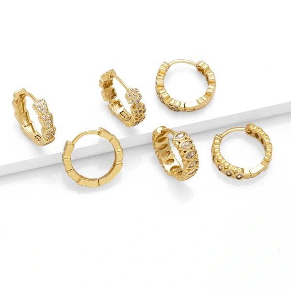 Hot selling jewelry fashion earrings temperament versatile high-end sense inlaid zircon gold-plated earrings earrings eru50