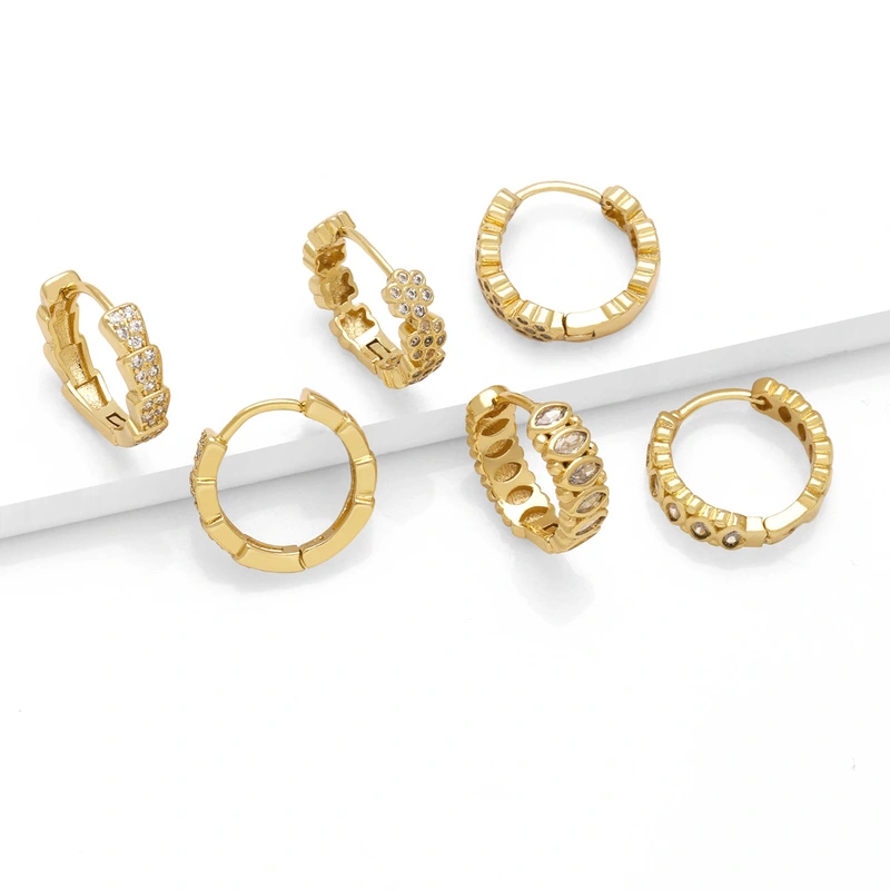 Hot selling jewelry fashion earrings temperament versatile high-end sense inlaid zircon gold-plated earrings earrings eru50