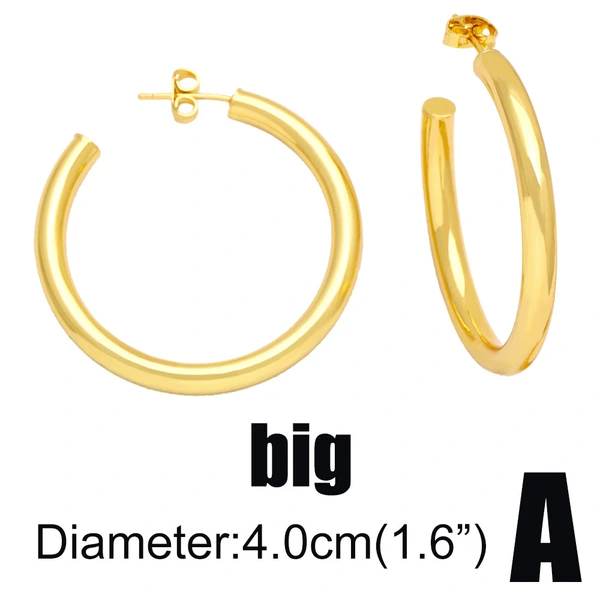 European and American hot-selling large circle earrings, simple and fashionable hip-hop C-shaped earrings, era287