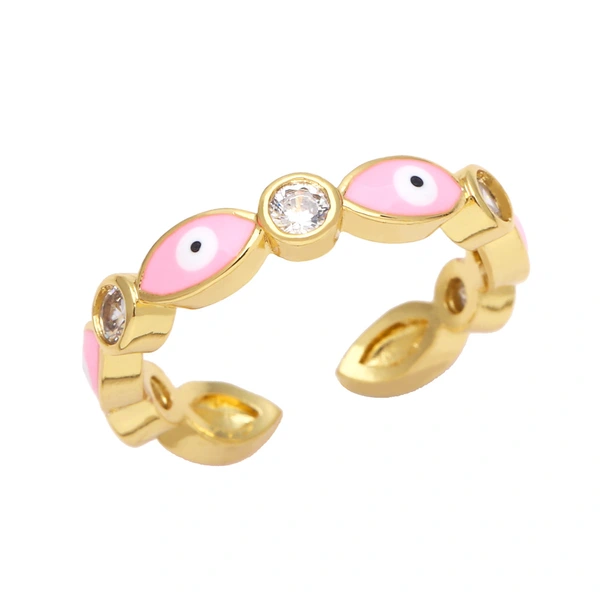 Clearance jewelry men and women open copper ring European and American inlaid zircon color drop oil creative eye ring rip18