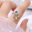  Personalized hot-selling super-shiny bee collecting honey sunflower open ring popular ring (non-rotatable)