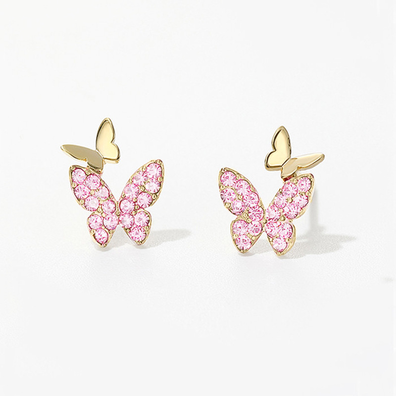 Korean cute small butterfly earrings, simple and elegant small earrings, the same style as the Internet celebrity fairy earrings