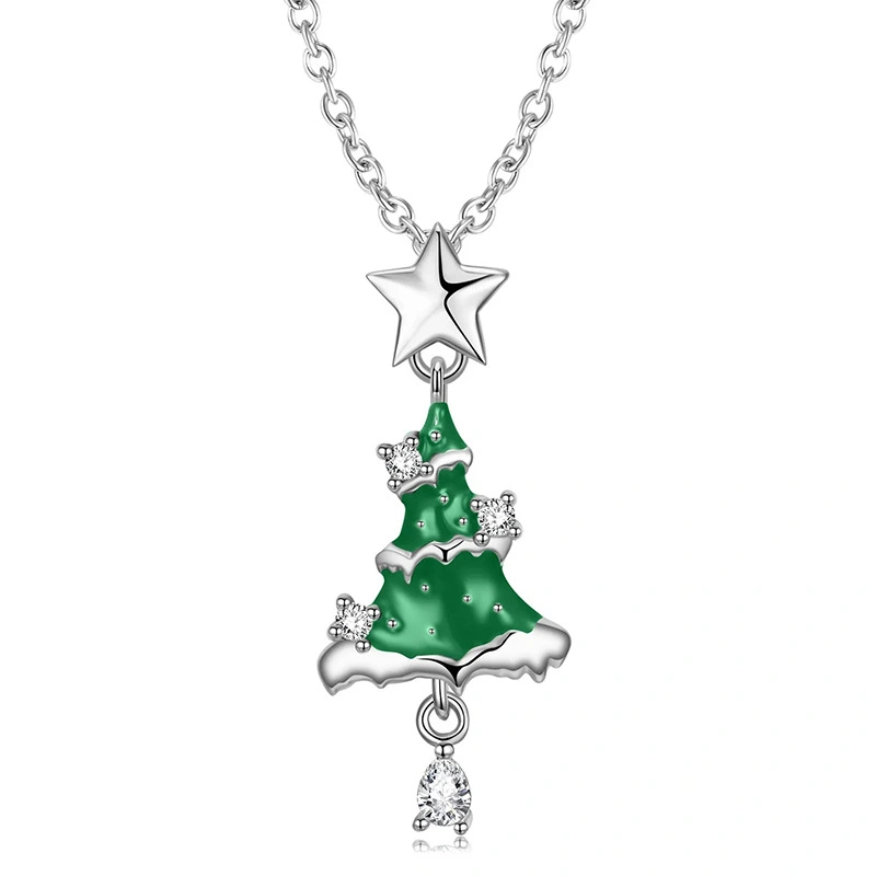  Christmas tree pendant necklace star fashion holiday pendant jewelry fashionable fresh accessories for women