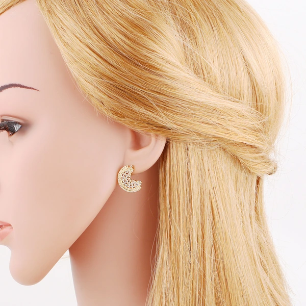 AS jewelry studs hot selling C-shaped earrings for women inlaid with zircon gold-plated geometric earrings erz26