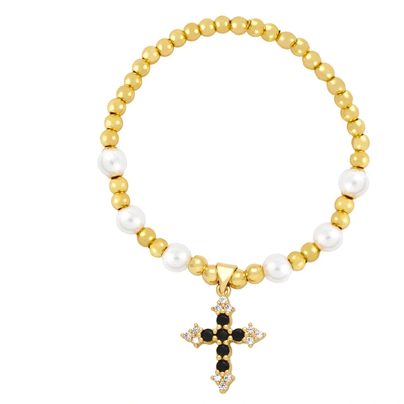 Clearance high-end cross pendant bracelet beaded pearl bracelet female niche girlfriends hand jewelry wholesale brj82