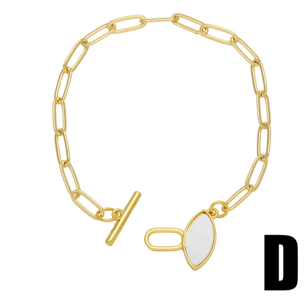 European and American jewelry fashion geometric OT buckle metal bracelet female trendy sweet cool thick chain bracelet brc52