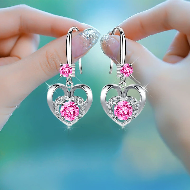 Kuaishou live broadcast earrings temperament peach heart-shaped pendant earrings Korean style trendy women's earrings