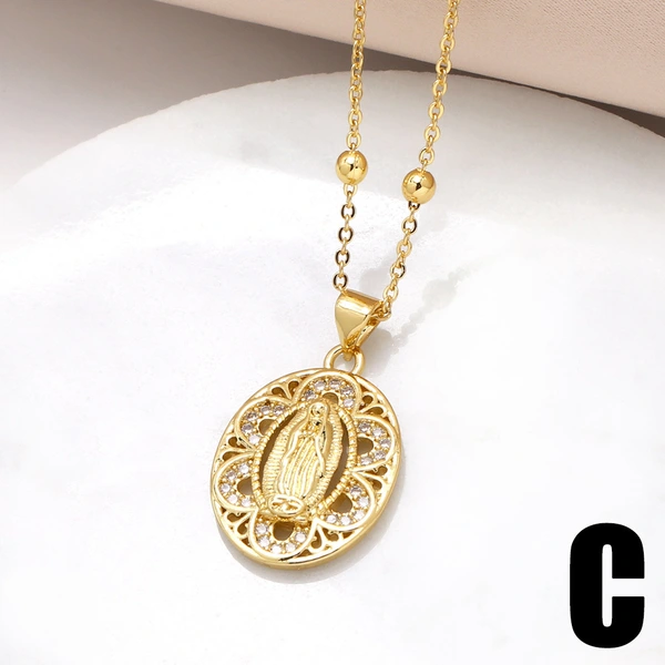 AS jewelry love cross pendant necklace gold-plated zircon inlaid Our Lady clavicle chain nkb101