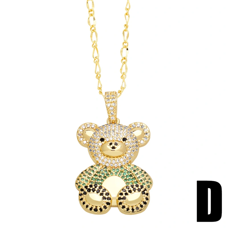 New sweet simple bear necklace female light luxury niche design cute bear clavicle chain nkn93