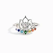  Colorful zircon lotus flower ring for women European and Korean small fresh ring daily wear jewelry