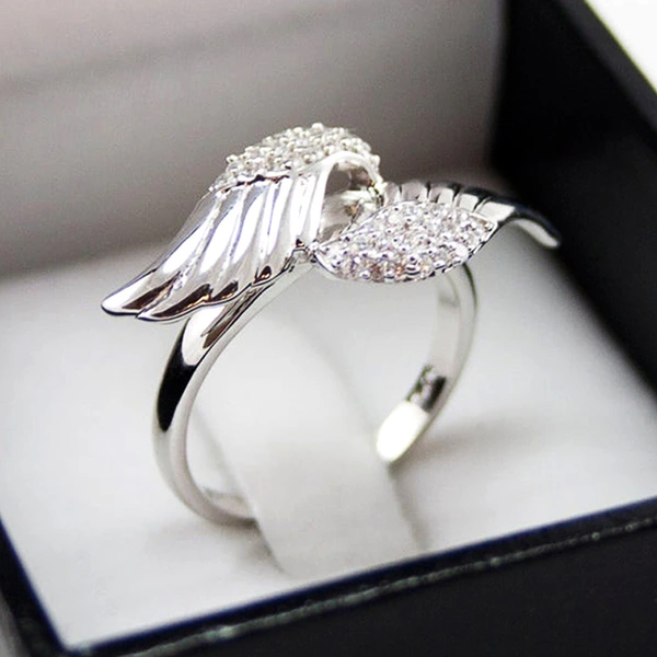 European and American new ring creative angel wings zircon women's ring manufacturers wholesale
