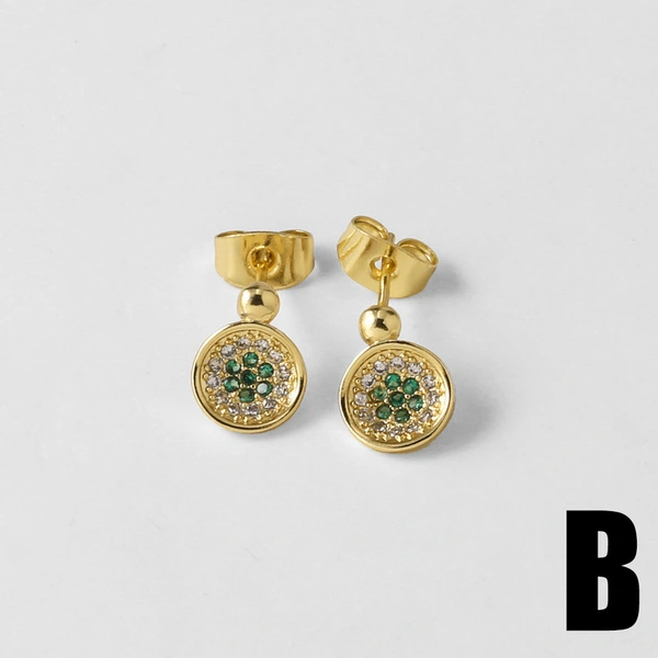 AS jewelry European and American micro-inlaid zircon earrings copper plated 18k gold teardrop-shaped geometric earrings earrings era267