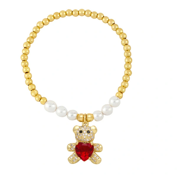 European and American trendy love bear bracelet female design niche versatile temperament pearl bracelet wholesale bra61