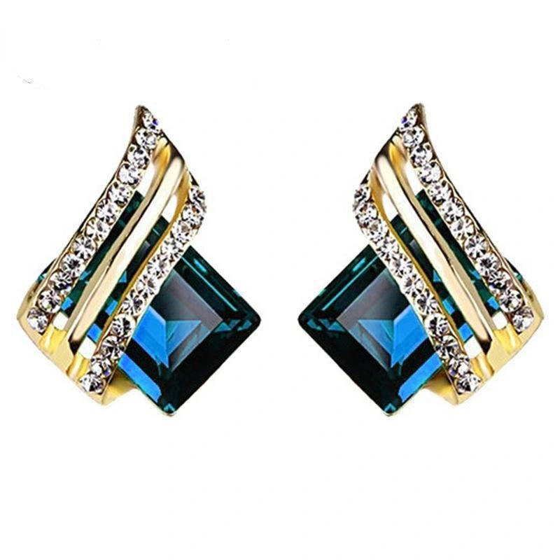 Temperament personality wing earrings new style trendy all-match round face earrings geometric quadrilateral elite female earrings