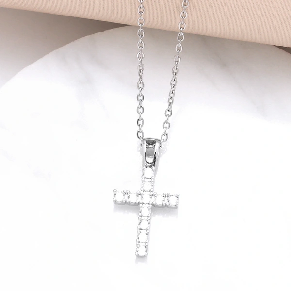 AS jewelry European and American hip-hop cross pendant necklace female micro-inlaid zircon real gold-plated clavicle chain nka001