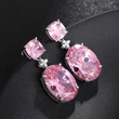 Pink inlaid zircon earrings for women fashion floral stylish exquisite earrings exquisite popular popular jewelry