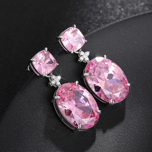 Pink inlaid zircon earrings for women fashion floral stylish exquisite earrings exquisite popular popular jewelry