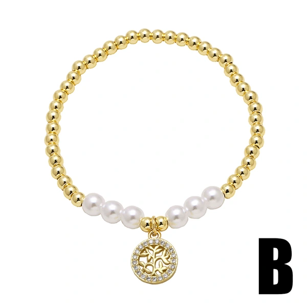 AS jewelry hot selling pearl bracelet zircon tree of life pendant bracelet hand jewelry female bra48