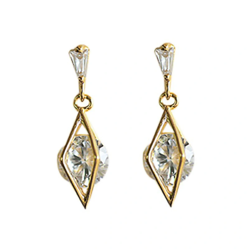  Geometric design earrings for women, fashionable and trendy, French style, simple and generous earrings, shiny round zircon