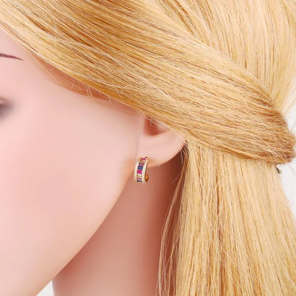 C-shaped colored zircon earrings for women 2022 new European and American style fashion personality versatile earrings era080