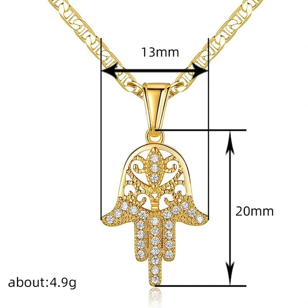  European and American hip-hop style Hand of Fatima necklace hollow sunny doll pendant little finger trend necklace