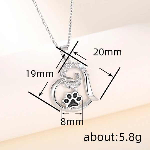  Cat claw glue heart-shaped pendant European and American cute creative dog claw necklace hot selling fashion women's necklace