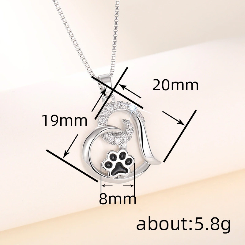  Cat claw glue heart-shaped pendant European and American cute creative dog claw necklace hot selling fashion women's necklace