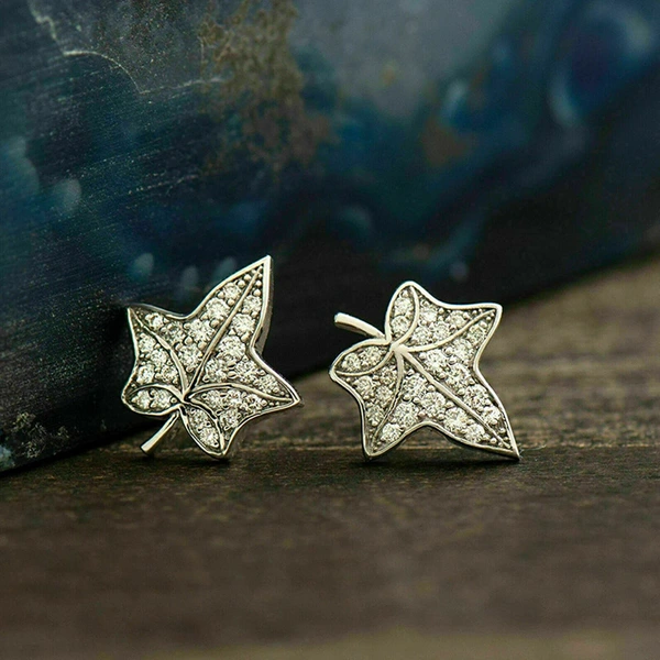  Exquisite maple leaf zircon earrings 2024 new hot style earrings temperament niche design earrings for women