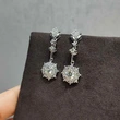 Korean fashion earrings long tassel round diamond earrings European and American flower zircon earrings wholesale