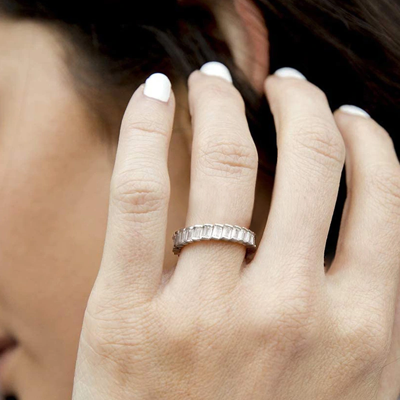   Geometric simple ring female zircon quadrilateral design sense jewelry fashion hot ring