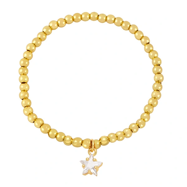 Clearance hot sale simple beaded gold elastic bracelet star five-pointed star zircon pendant bracelet brj79