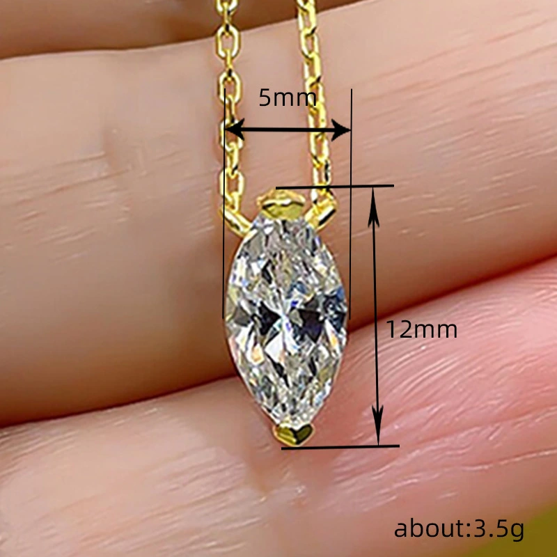  European and American new horse eye necklace simple olive shape stacking clavicle chain light luxury fashion design necklace