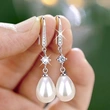Baroque teardrop-shaped imitation pearl earrings for women, versatile and elegant, diamond-studded, festive wedding bridal earrings