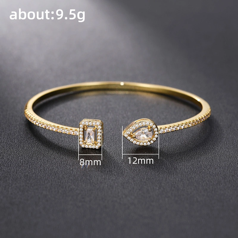 Open bracelet trend brass zircon bracelet temperament Korean style simple banquet hand jewelry gift wholesale