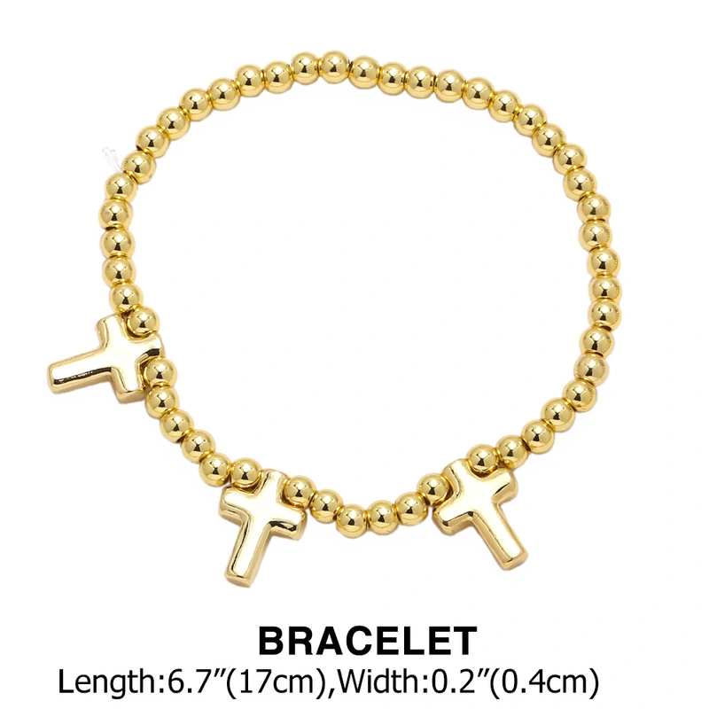 AS jewelry hot selling cross pendant necklace copper plated real gold bracelet bracelet necklace nky66
